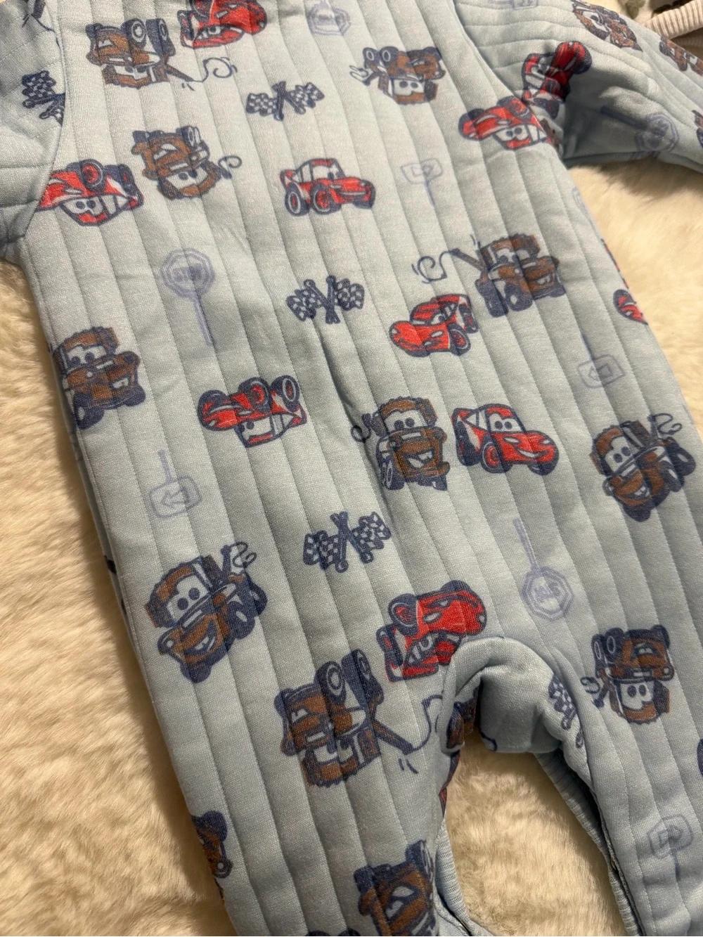 Disney Baby Blue Cars-print One-Piece Footed Pajamas